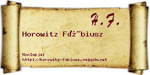 Horowitz Fábiusz névjegykártya